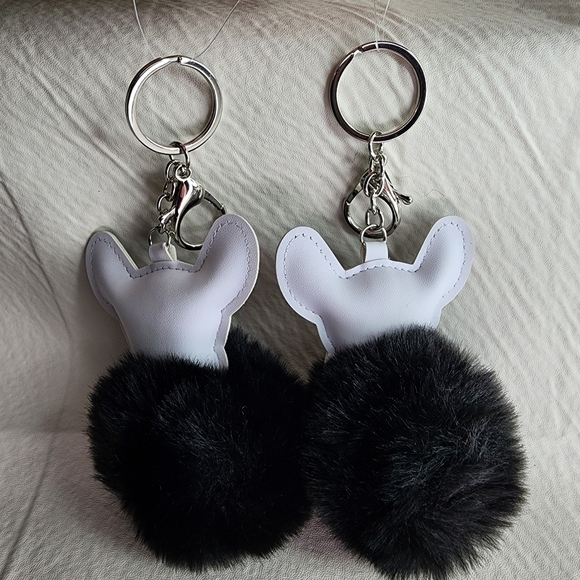 Boston Terrier / French Bulldog Dog Keychains Pom Pom Black White Set of 2 NWOT - Picture 13 of 15